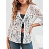 New Loose and Versatile Plus-size Sun-protective Lace Top with A Cut-out See-through Cardigan