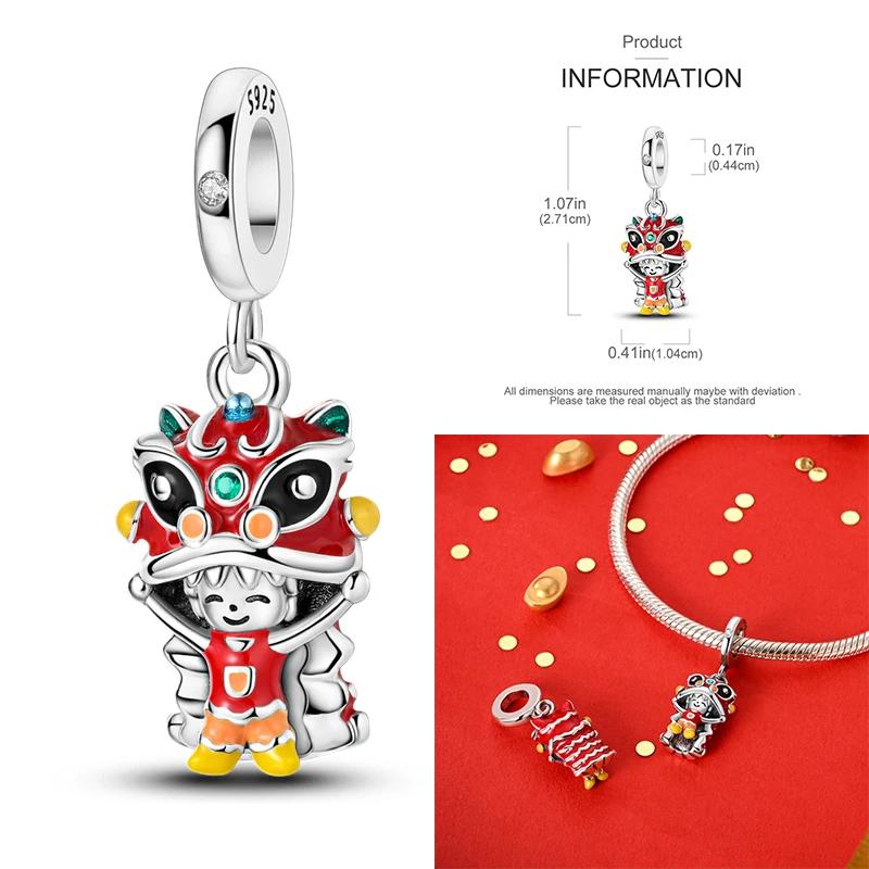 Copper Luck Getting Rich Blessing Pendant Chinese Elements Charms Beaded Fit Original Bracelet Jewelry Women Diy