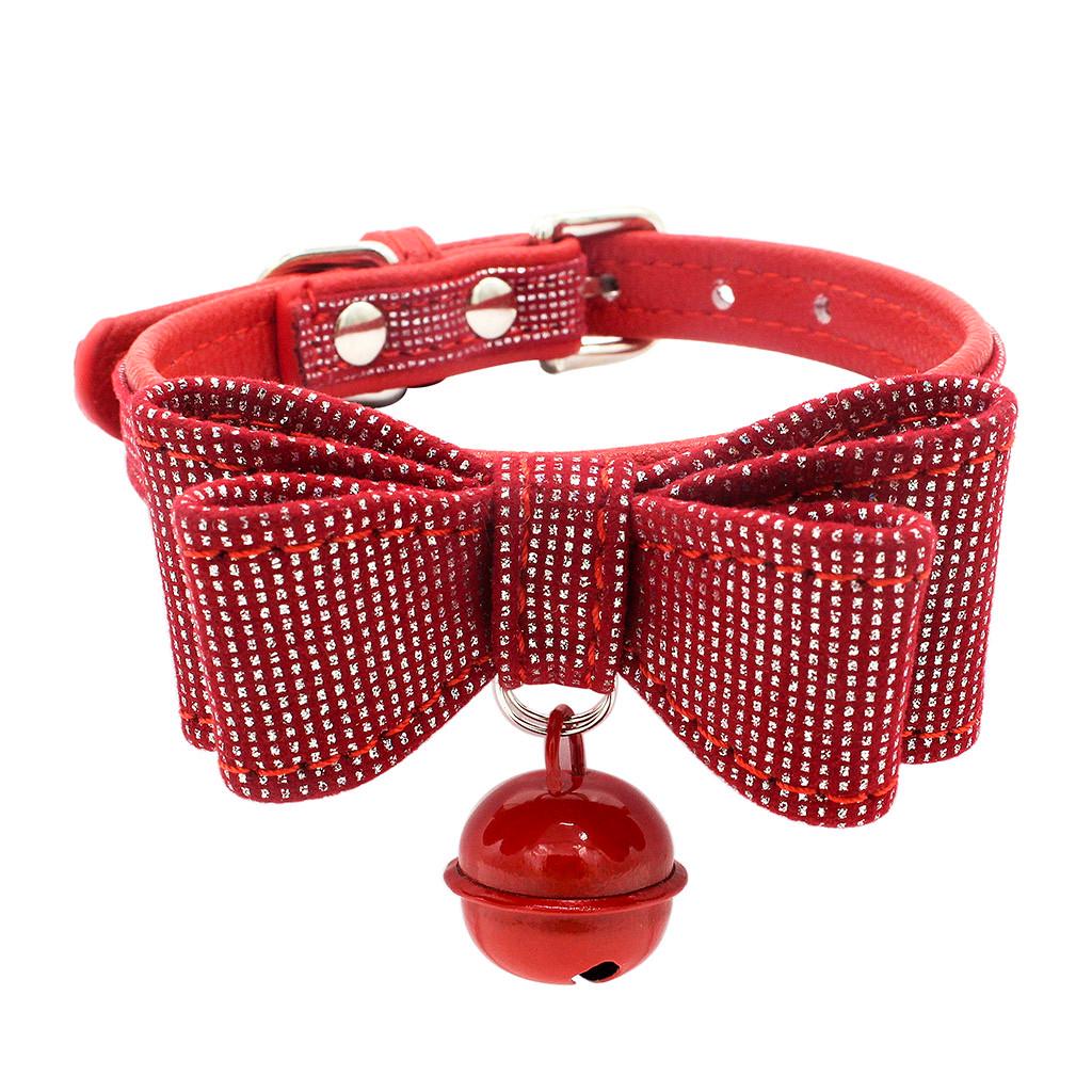 Buy Pet Dog Adjustable Bowknot Collar Bell Cat Puppy Necklace at