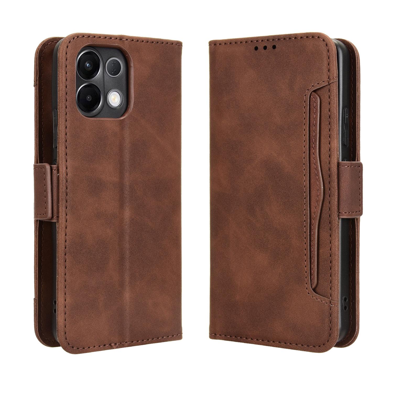 

For Oppo K13 5G Leather Case Phone Wallet Cover with Multiple Card Slots Brown
