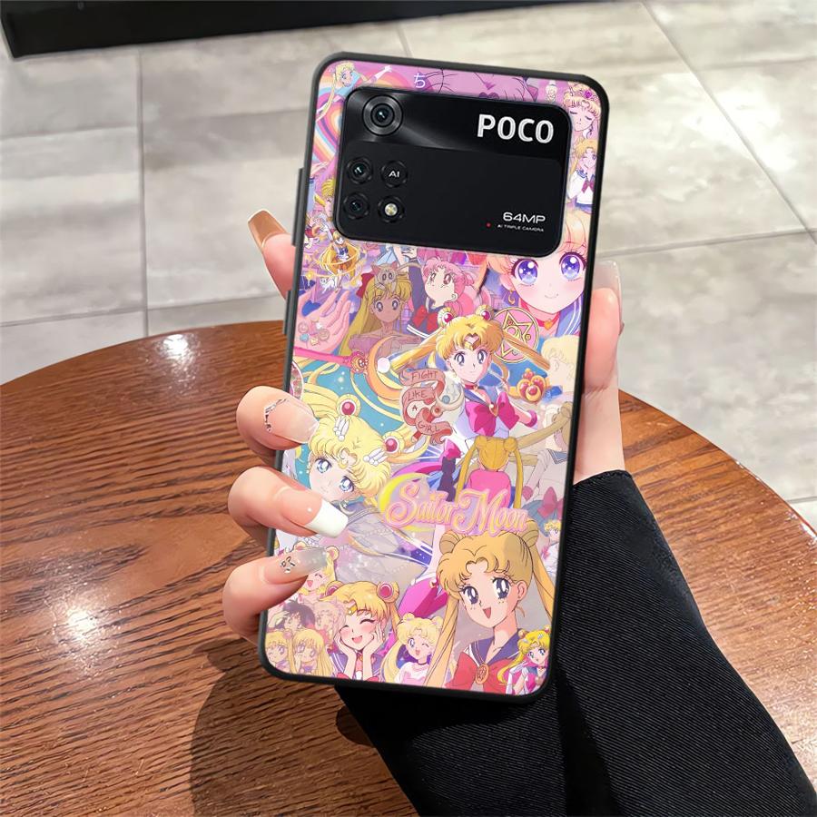 

Красивый чехол Sailor Moon для Xiaomi Poco F8 M3 M4 M7 Pro F1 X3 X4 X5 X7 Pro C61 M5 C75 C50 C71 F3 Черный Мягкий чехол для телефона Poco X5