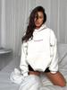 Trendiger Amerikanischer Fleece-Buchstaben-Hoodie: Lässiges Herbst/Winter Vielseitiges Paar Outfit für Damen - Einzigartig und Stilvoll