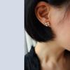 Retro Style New Four Leaf Grass Fresh Water Bright Pearl Earrings 925 Silver Ear Pin EARRINGS Metal Earrings