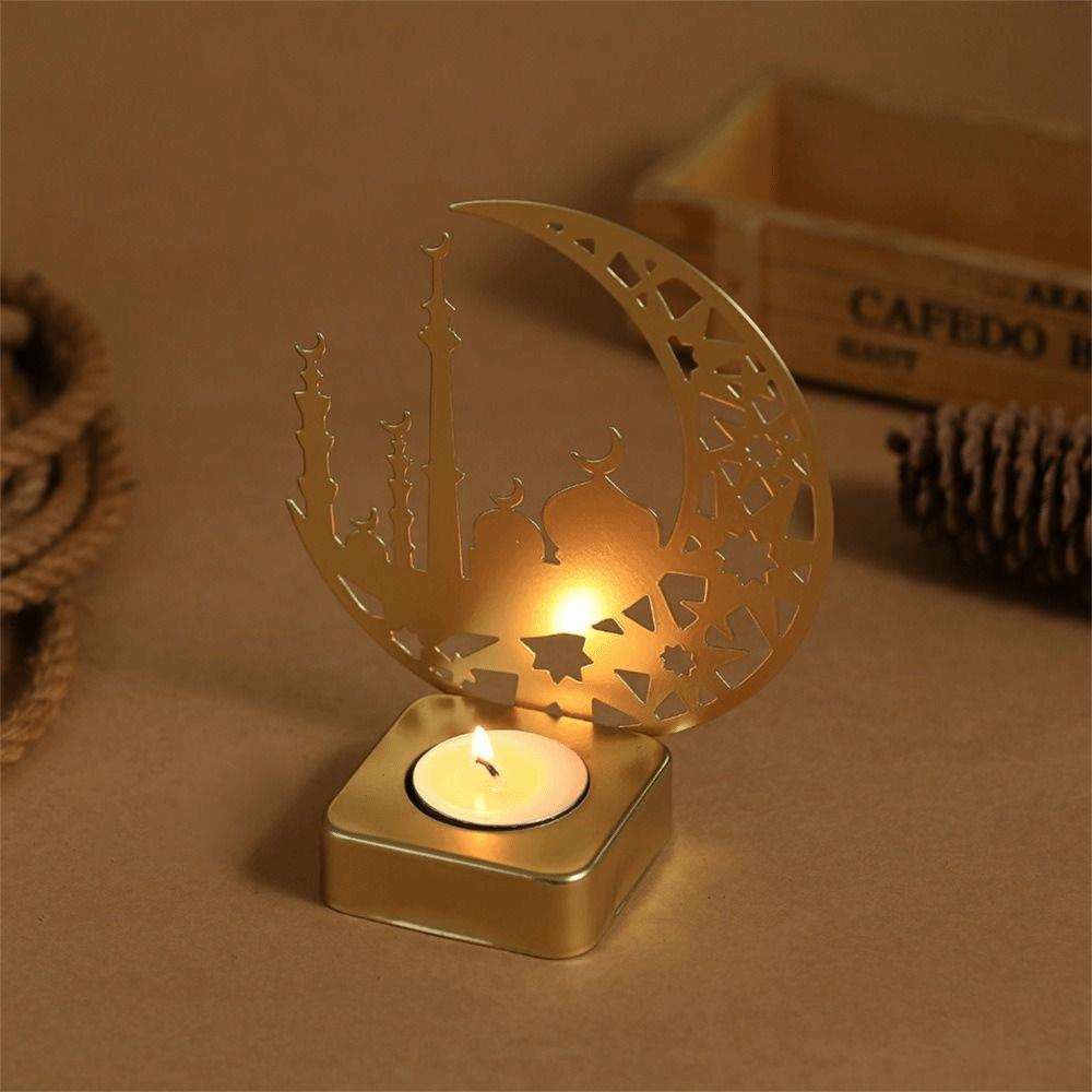 Heat-resistant Eid Mubarak Candlestick Castle Shape Islamic Style Aromatherapy Tray  Entryway Decor