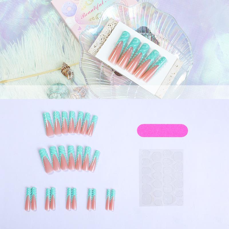 

Extra Long 3D Green Stereo Pattern False Nail Tips