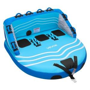 VEVOR Towable Tubes for Boating, 3-Rider Inflatable Towable Tube for Boat to Pull, 231 kg Capacity Water Sports Boating Tubes - with Full Nylon Cover