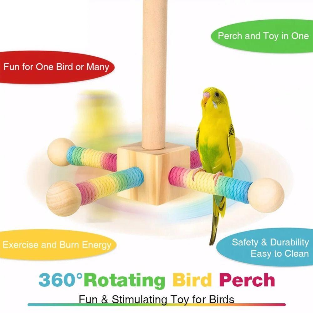 Chew-Proof Construction Wood Bird Training Stand Parrot Play Rack Small Medium Animals