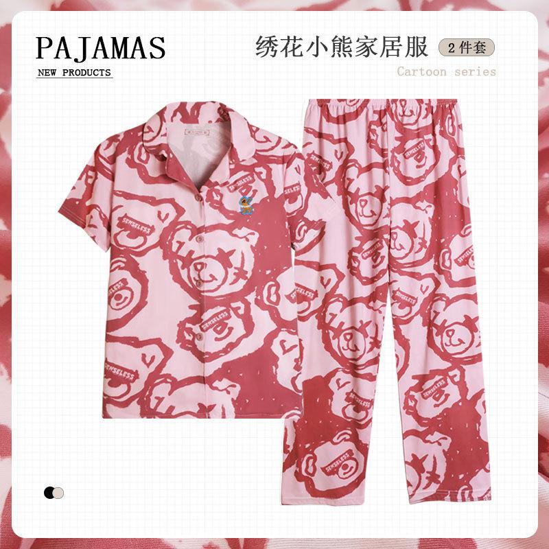 Cute Melody pajamas women's Japanese sweet cartoon style loungewear age-reducing girls cardigan short-sleeved set
