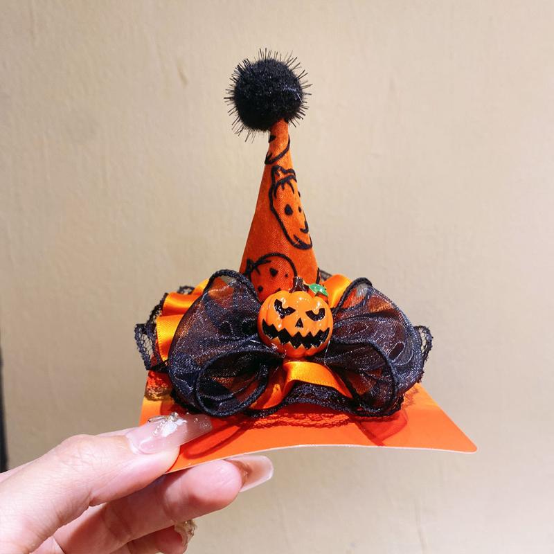Funny Halloween Hair Accessories Cute Girls  Hat Hairpin Pumpkin Bat Decor Hair Clips For Children Party Dress Up Headwear