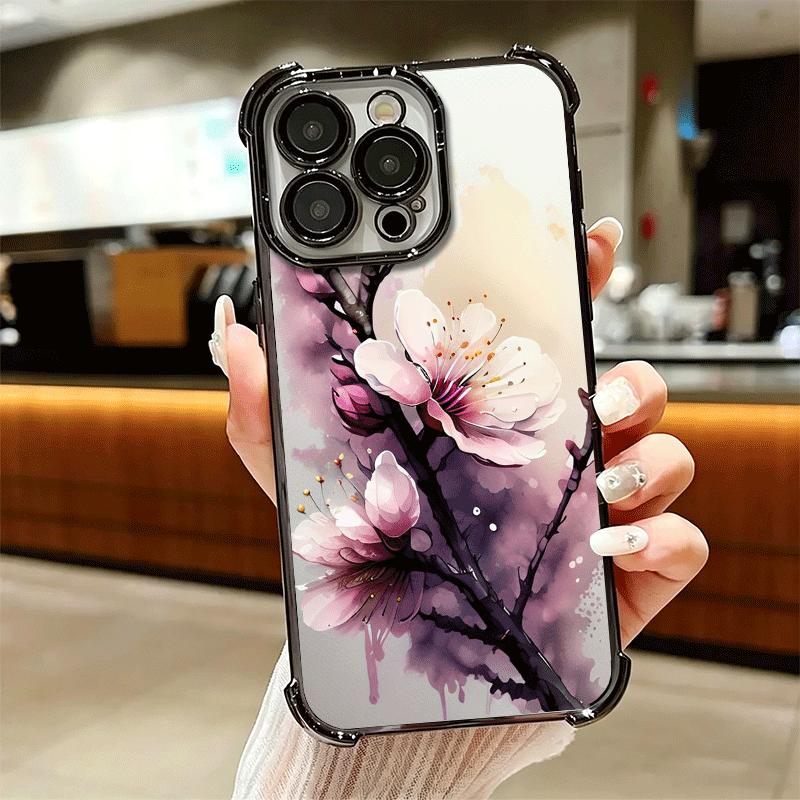 Kirschblüte Sakura Mode Beschichtung Handyhülle Für Iphone 16 17 Pro Max Air 16E 14 15 Plus 12 13 Mini Anti-Fall Airbag Hülle
