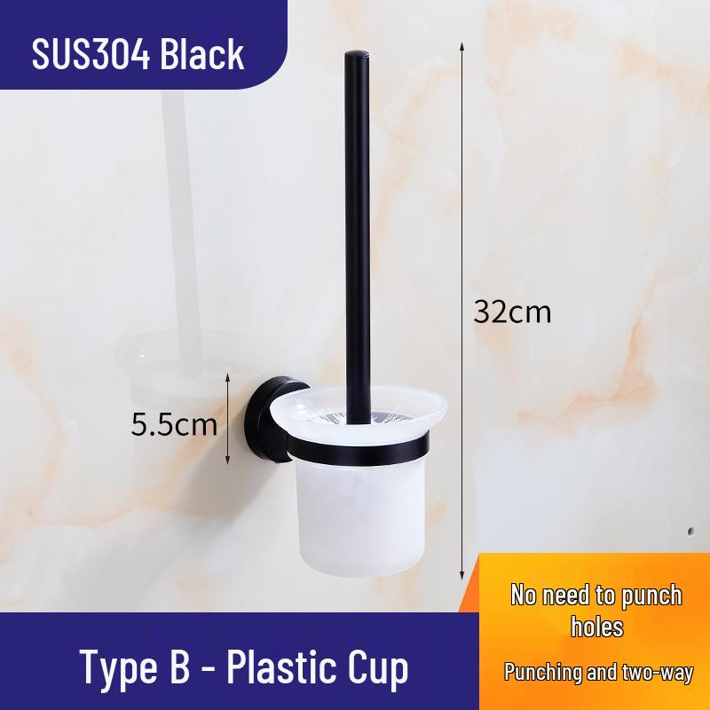 304 Stainless Steel Toilet Brush with Glass Base - Hotel-Quality Cleaning Set