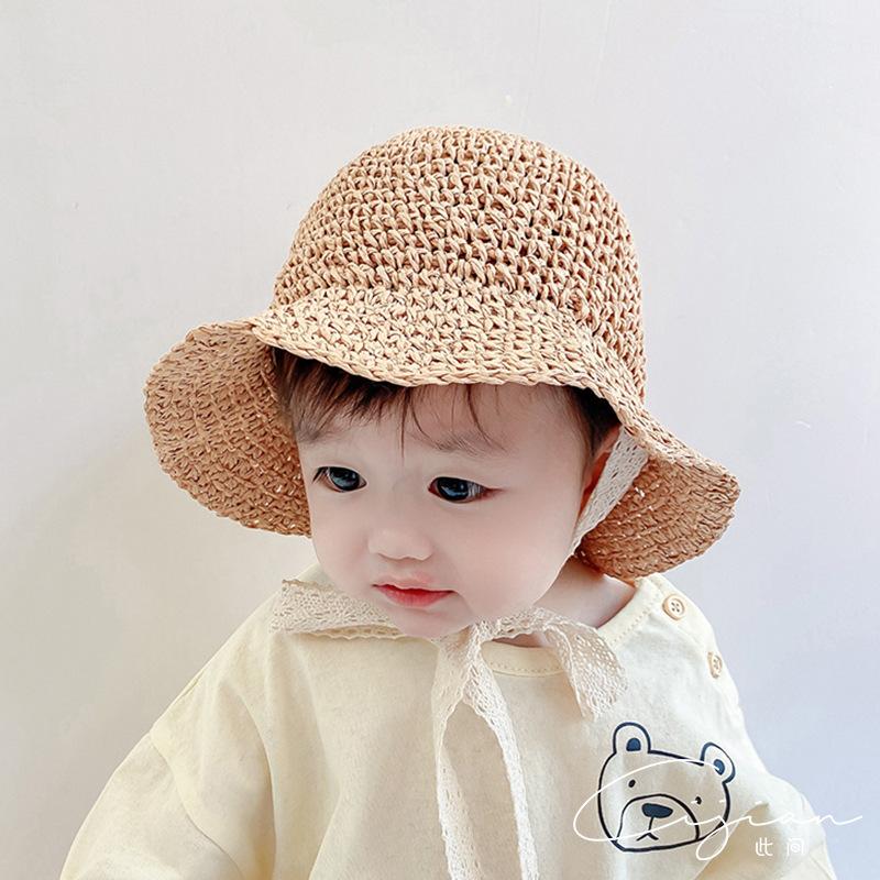 Baby Hats And Caps Kids Hats Sun Hat Baby Summer Straw Baby Girl Cap Lace Bow Beach Children Panama Hat