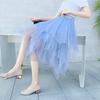 Irregular Mesh Skirt Women's Mid-length Spring New Product Gauze Skirt High Waist All-match Slimming Skirt
