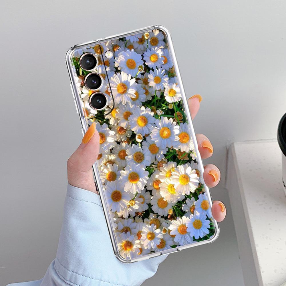 Phone Case For Samsung Galaxy S26 S25 S24 S23 S22 Ultra S20 S21 FE 5G Plus Soft Clear Cover Soft Pale Little Flower