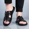 Herren Schwarz Leder Pantoffeln Flach Sommer Braun Sandalen Outdoor Weiß Breite Spitze Strandschuhe für Vater Übergröße 46 47 48