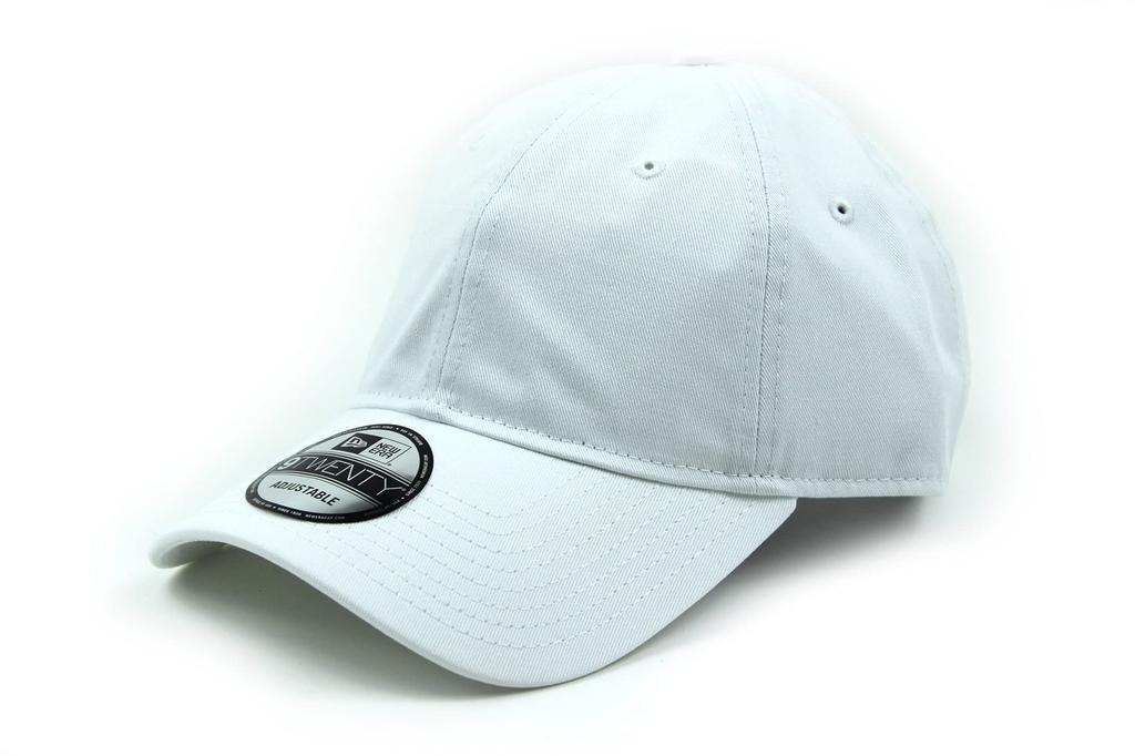New Era Adjustable Fit Brim Cap, White, Free Size Cotton Twill Baseball Hat for Men and Women, Unisex