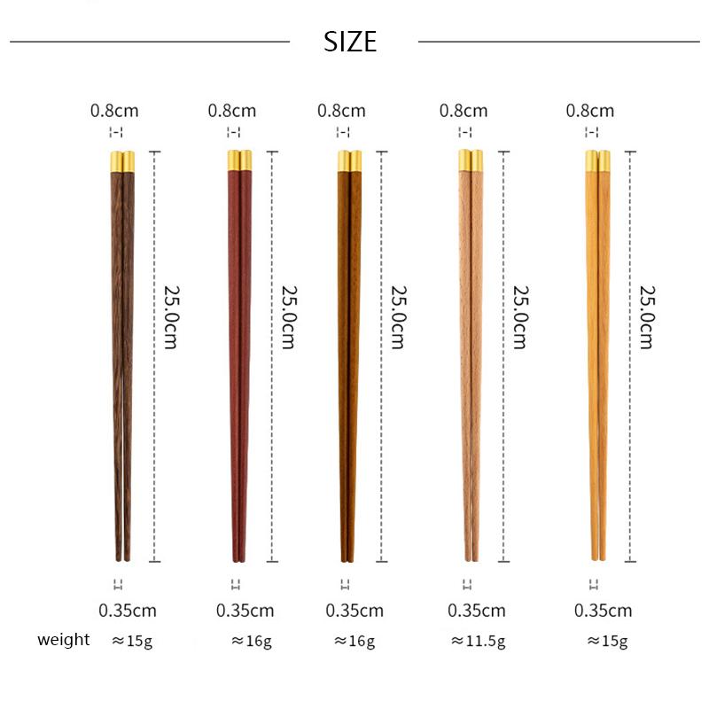 5 Pairs Luxury Natural Wood Chopsticks Reusable Non-slip Wooden Chopsticks Set Multi Color Eco-Friendly Healthy Chinese Chop Sticks