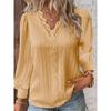 Autumn Long-sleeved V-neck Lace Splicing Shirt Blouse Women's Clothing