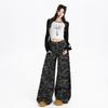 Autumn High Street Camouflage Workwear Denim Jeans Women's High Waist Wide Leg Loose Casual Pants Long Pants Jeans for Women Long Denim Pants