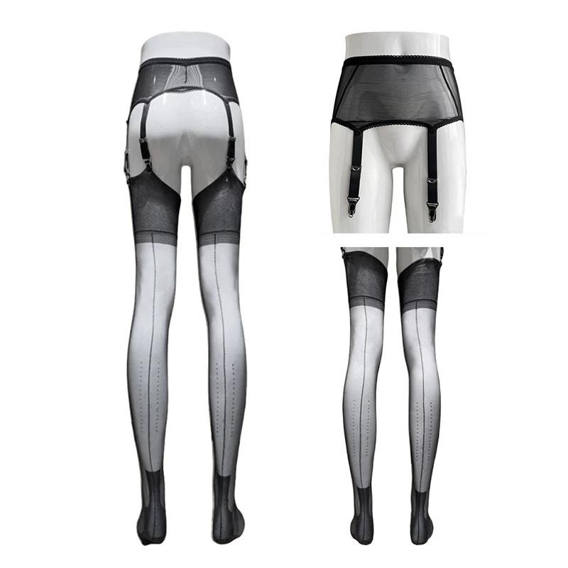 2 Sizes 100% Nylon Super Long Stockings Ladies Foot Shaped Thigh High Back Seam Stockings Night Club Sexy Garter Belt  Hosiery
