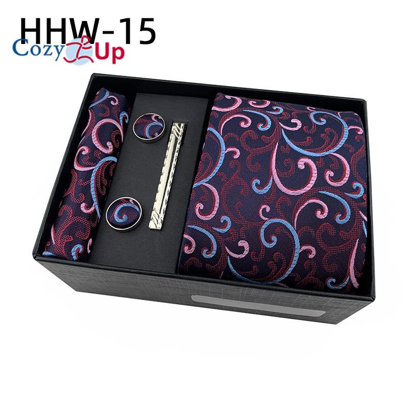 Cozy Up Set 6 piese Cravată pentru bărbați Paisley, inclusiv cravată pătrată eșarfă manșetă agrafă cutie cadou