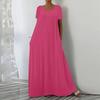 Women's Loose Fit Short Sleeve Square Neck Dress Plus Size Color Casual Summer Wear