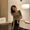Damen-Pullover für Frühling und Herbst, Strickpullover, Primer-Shirt, volle Ärmel, V-Ausschnitt, kreuzanliegend, schlanke Tops, einfarbig, Einheitsgröße