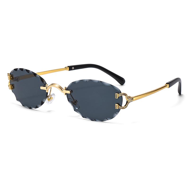2026 New Fashionable Frameless Cut Edge Men s Women s Sun Glasses Wave Lace Ocean Slices Trendy Square Diamond Sunglasses Metal&C1