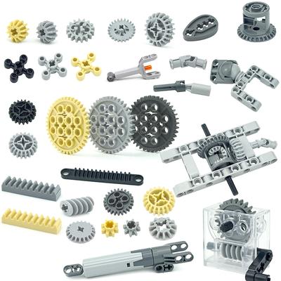 Technical Gear Axle Bricks Parts Worm Rack Conector MOC Train Car Crane Model 18942 18940 62821 Compatible Assembles Particles