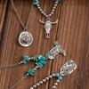 Turquoise Necklace Set Adjustable Length Clavicle Chain Fashionable Multi layer Neckchain Accessories for Parties