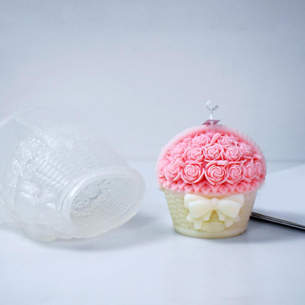 3D Flower Basket Candle Mold Silicone Mould for Unique Handmade Crafts Epoxy Resin Wedding Decoration Making Mold