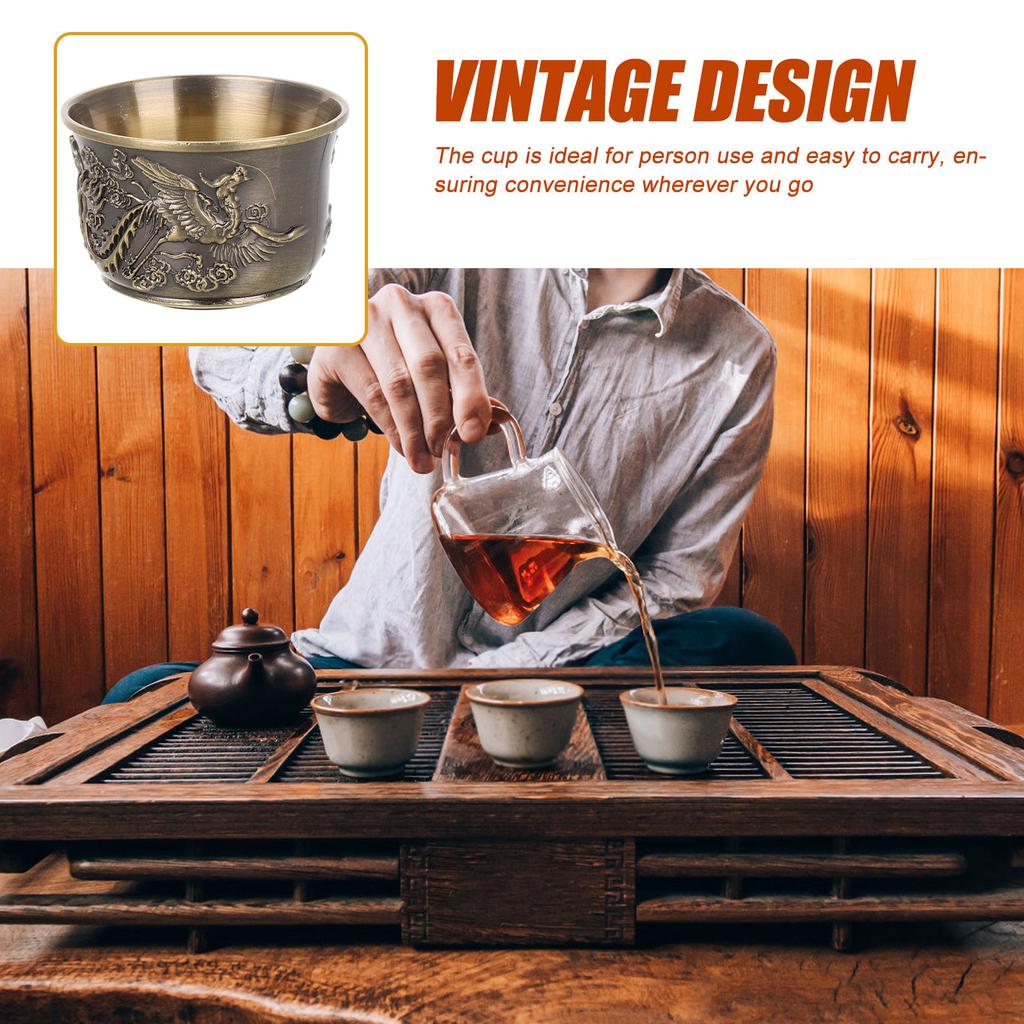 Chinese Traditional Mugs Bronze Water Cups Wine Mugs Retro Style Mug Drinking Tea Cups Engraving Chinese Tea Cup Teaware