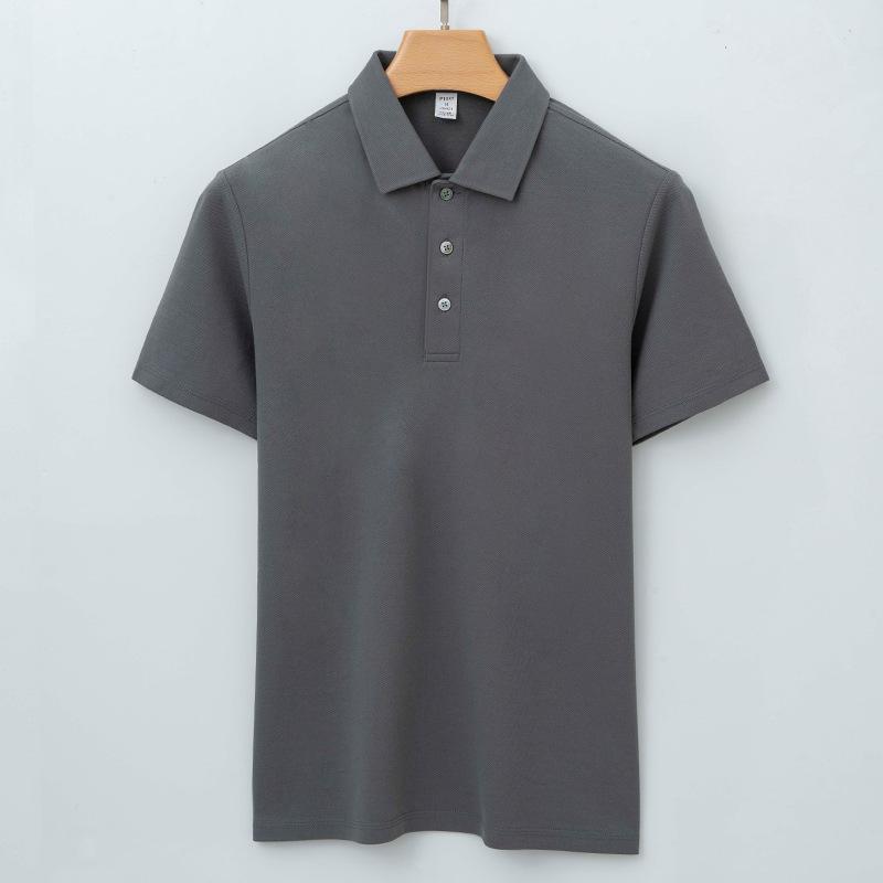 Cotton Double-sided Markless Collar Polo Shirt Men's Lapel T-shirt Men's Xinjiang Cotton Short-sleeved Polo Shirt