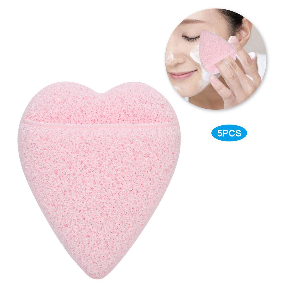 Heart Shaped Face Cleaning Sponge Exfoliating Makeup Removal Face Washing Pads Face Puff