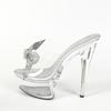 Eilyken Sexy PVC Transparent Butterfly-knot Women Slippers Crystal Platform Thin High Heels Peep Toe Party Prom Shoes