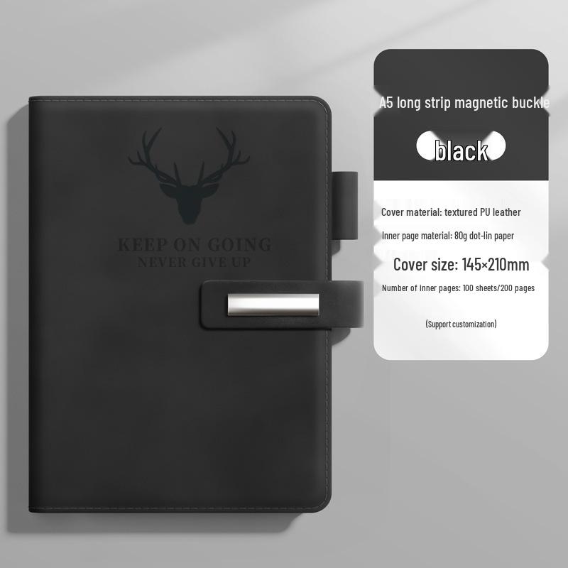 Custom Logo A5 Soft Leather Notebook with Deer Head for Business Meetings