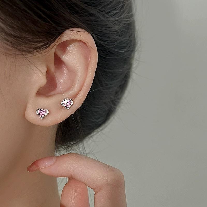 Hmzidz Set 2 Paia Orecchini Donna A Cuore In Argento 925 Con Zirconia - Orecchini A Lobo Piccoli E Eleganti, Ipoallergenici Per Ragazze