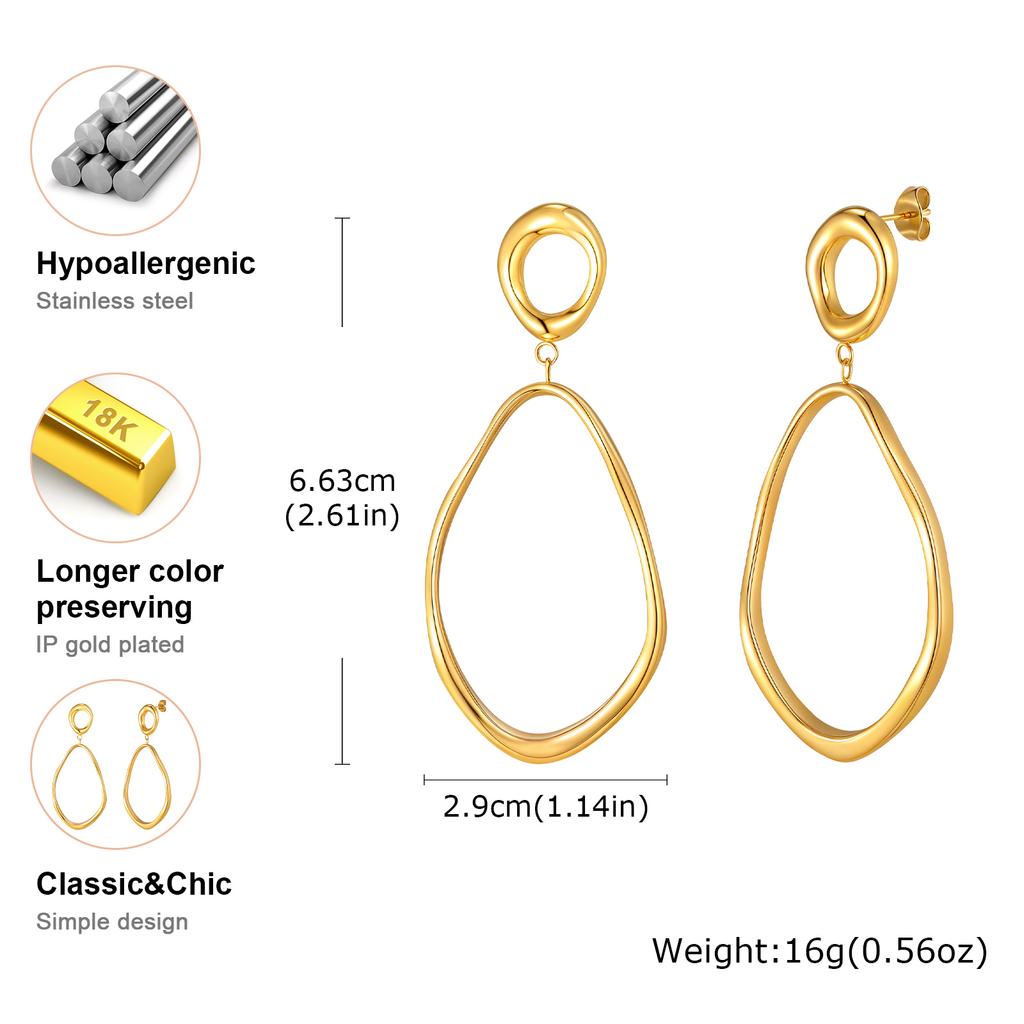 Irregular Geometric Earrings for Women Gold Color Stainless Steel High Quality Earrings Exaggerated Party Jewelry Gift