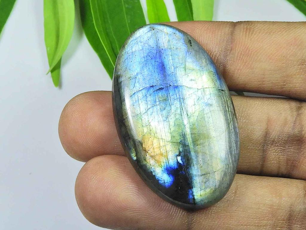 26X45X5MM Multi Fire Labradorite Oval Cabochon Loose Natural Gemstone 79Cts. SK-3938