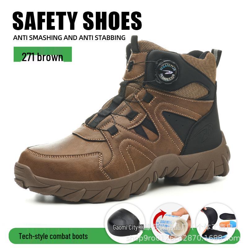 Comfortable Anti-Slip High-Top Work Safety Shoes: Puncture-Resistant, Anti-Smash Leather with Standing Support