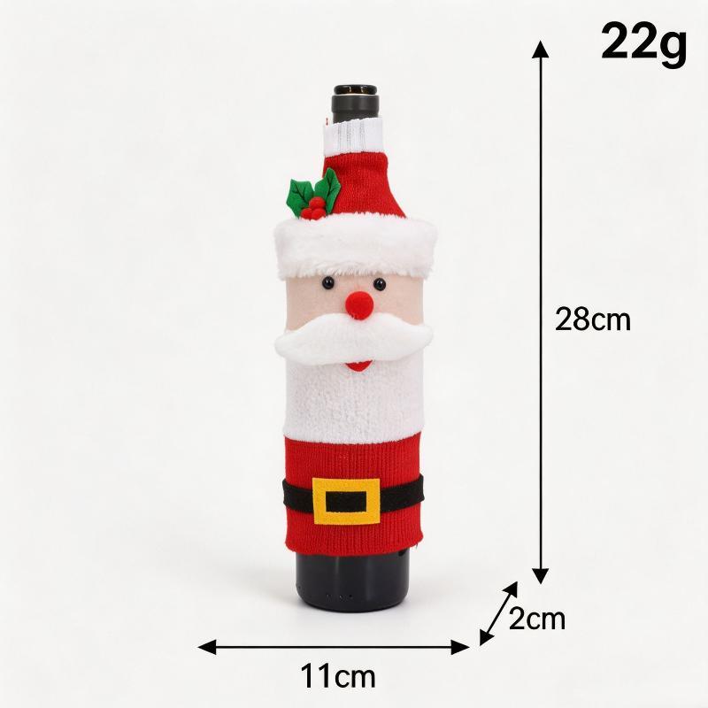 Christmas Wine Bottle Cover Santa Snowman Woven Wine Bottle Bags Christmas Party Dinner Table Decorations New Year Gifts