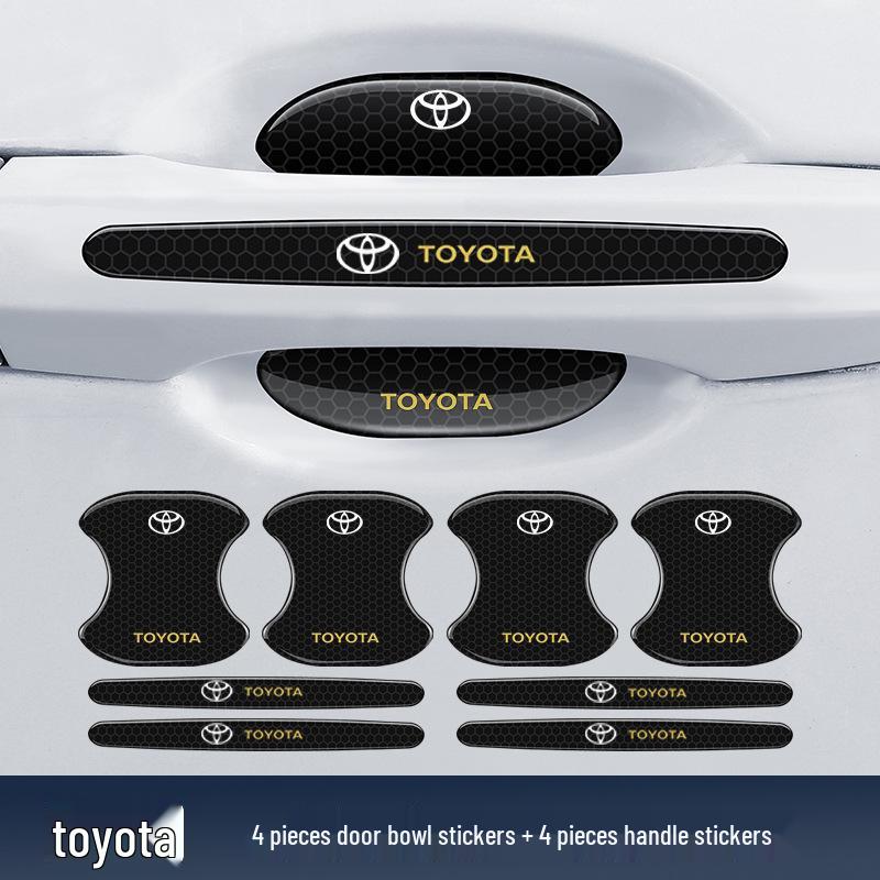 Black Reflective Rhombus Car Door Handle Protector: Anti-collision, Anti-scratch, Wear-resistant Sticker