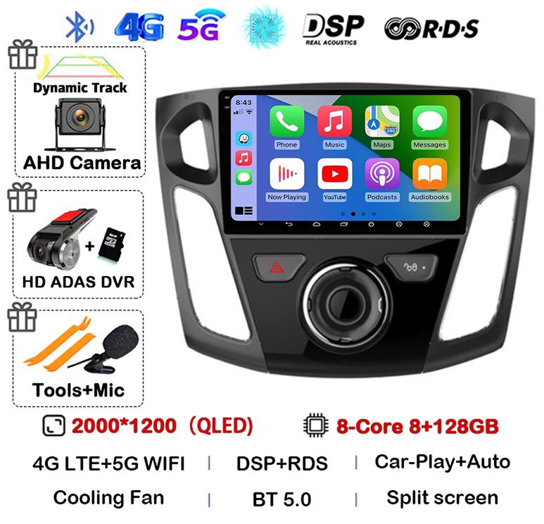 Android 14 Carplay Auto 2 Din DVD Car Radio For Ford Focus 3 Mk 3 Salon 2012-2017 Multimedia Video Player Navigation GPS Stereo