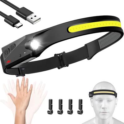 Helmet Light UMIONE Rechargeable LED Headlamp with Sensor 450LUMEN High Brightness 8 Hours Continuous Use Lightweight Outdoor Helmet Light with
