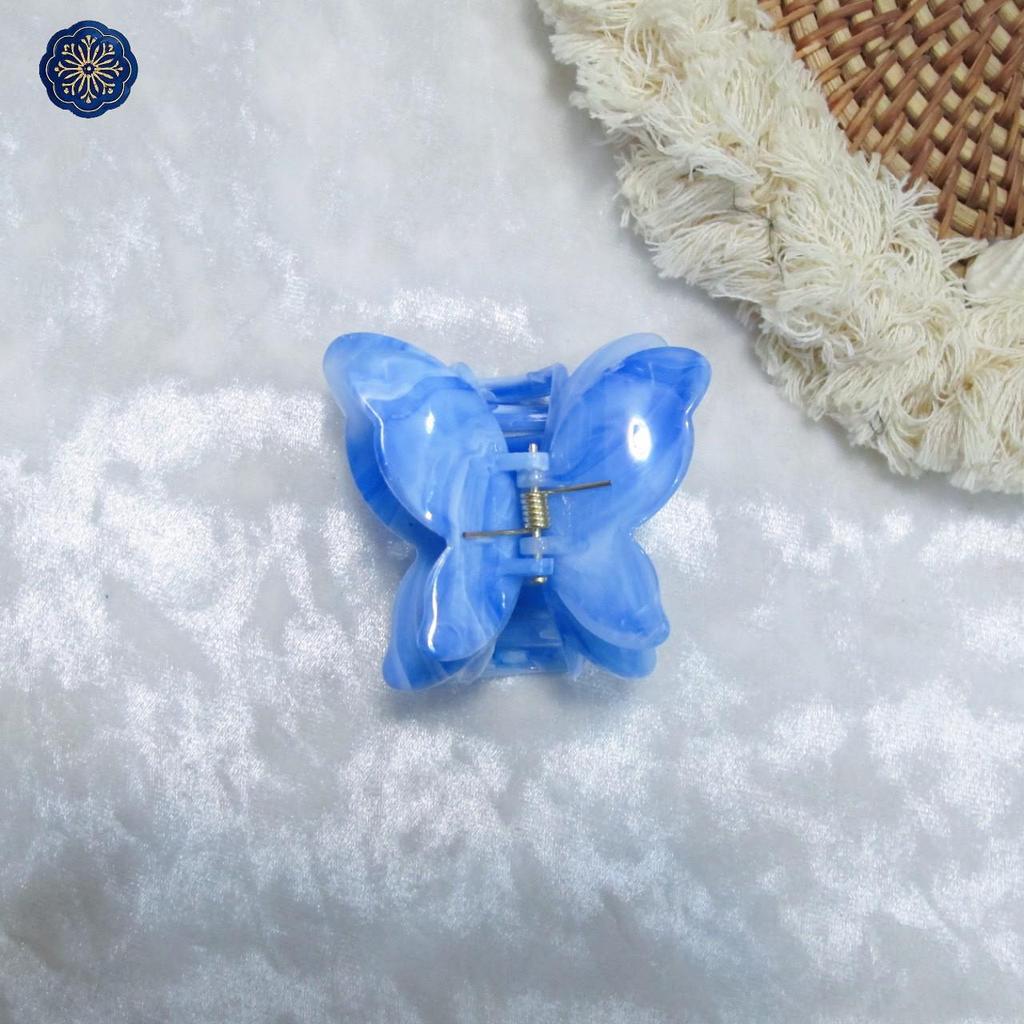 Gradient Butterfly Claw Hair Clip - Fashionable Marble Texture Updo Accessory