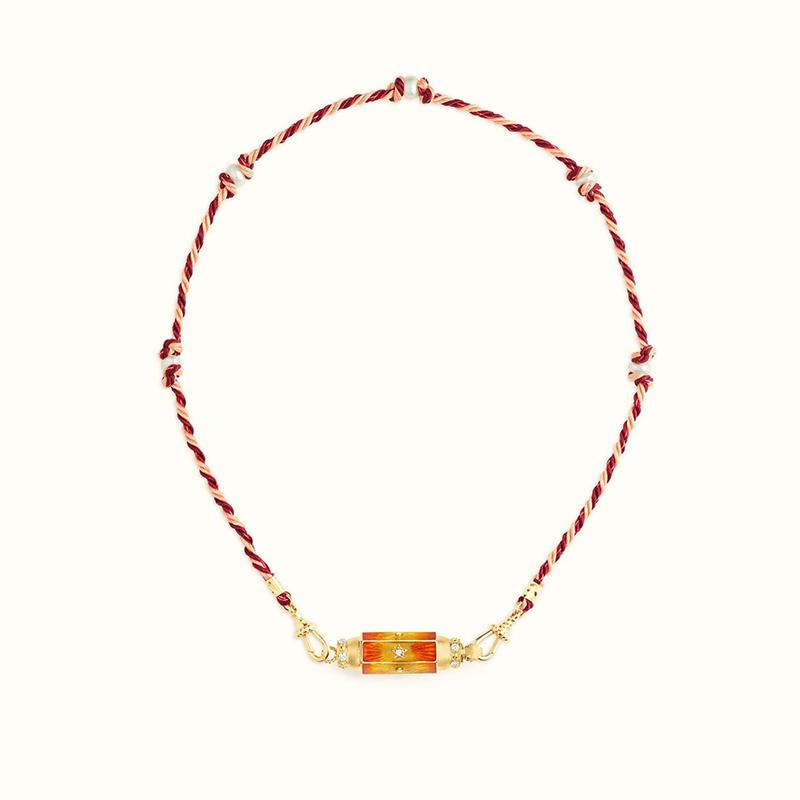 Retro Colored Stainless Steel Pendant Necklace For Women Handmade Braided Rope Chain Jewelry Accessories