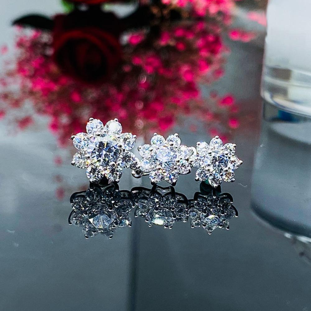 Sunflower Earrings with Sparkling Moissanite Long Drop Dangle Earrings for Women Elegant Fashion Jewelry
