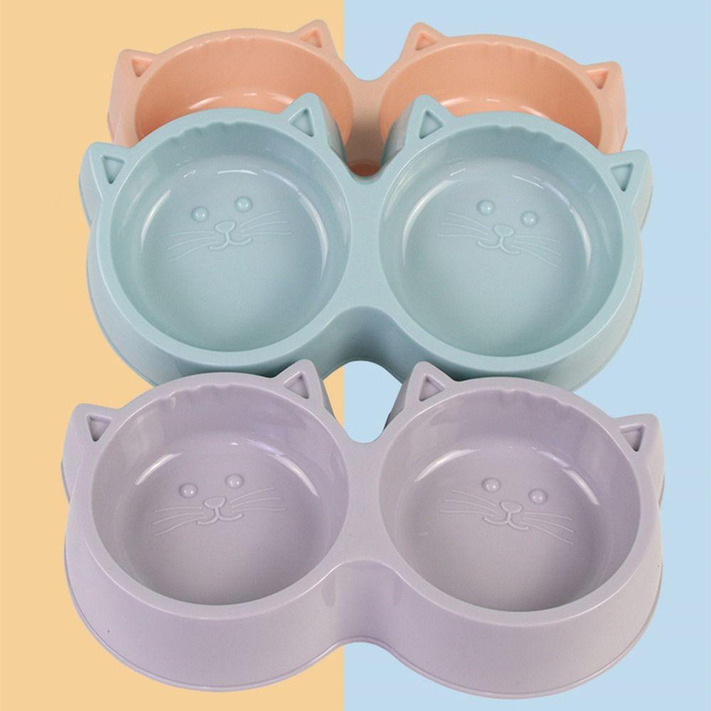 

Double Dog Feeder Bowl Cat Shape Pet Drinking Dish Cute Pet Bowl Pet Accessories