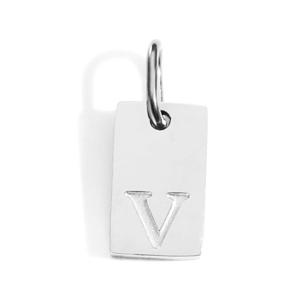 CARLIDANA Minimalist Letter Initial Jewelry Women Stainless Steel Gold Plated Rectangle Silver Color Alphabet Pendant Charm