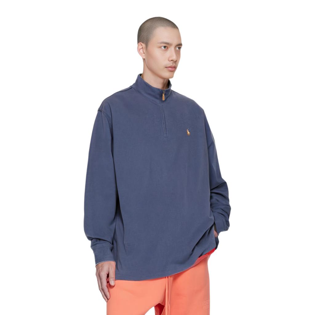 Polo Ralph Lauren Solid Color Mock Neck Half Zip Pullover Long Sleeve Sweatshirt Men sweatshirt Blue 710877001-004